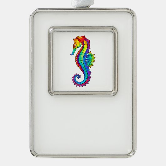 Rainbow Polygonal Seepferd Rahmen-Ornament Silber (Vorderseite)