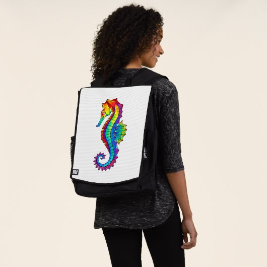 Rainbow Polygonal Seepferd Rucksack (Ausgewaschen)