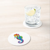 Rainbow Polygonal Seepferd Runder Pappuntersetzer (Vor Ort)