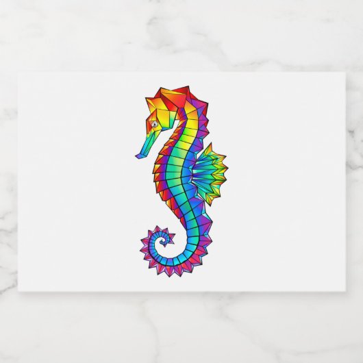 Rainbow Polygonal Seepferd Schaumweinetikett (Einzelnes Label)