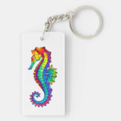 Rainbow Polygonal Seepferd Schlüsselanhänger (Rückseite)