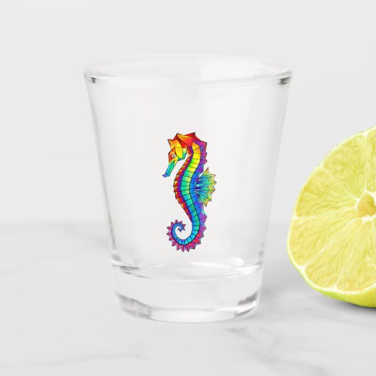 Rainbow Polygonal Seepferd Schnapsglas (Vorderseite)