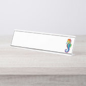 Rainbow Polygonal Seepferd Schreibtischnamensplakette (Vorderseite )