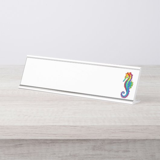 Rainbow Polygonal Seepferd Schreibtischnamensplakette (Vorderseite )