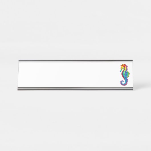 Rainbow Polygonal Seepferd Schreibtischnamensplakette (Vorderseite )