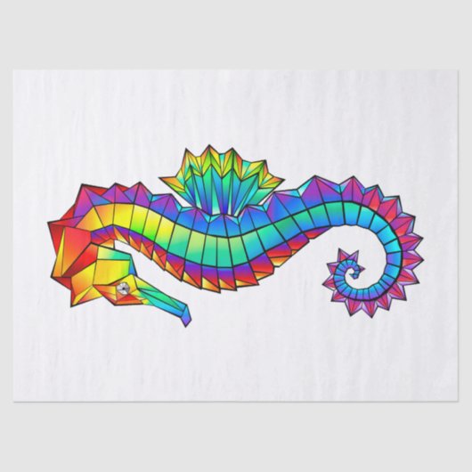 Rainbow Polygonal Seepferd Seidenpapier (Vorderseite)