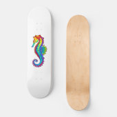 Rainbow Polygonal Seepferd Skateboard (Vorderseite)