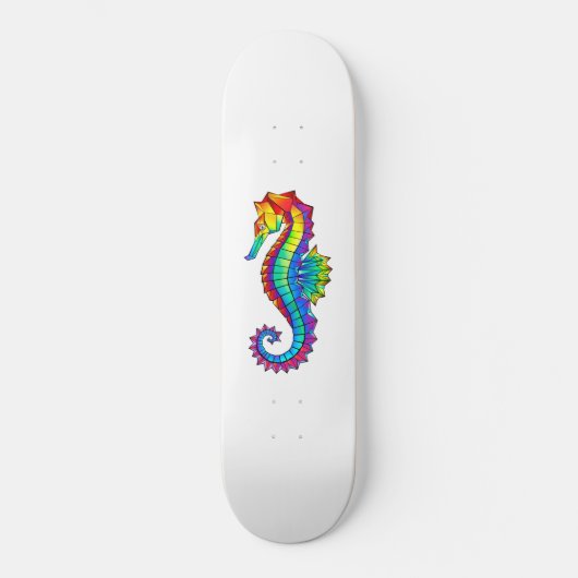 Rainbow Polygonal Seepferd Skateboard (Vorderseite)