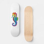 Rainbow Polygonal Seepferd Skateboard (Vorderseite)