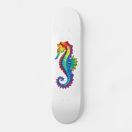 Rainbow Polygonal Seepferd Skateboard (Vorderseite)