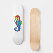 Rainbow Polygonal Seepferd Skateboard (Vorderseite)