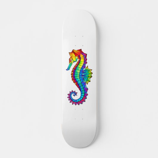 Rainbow Polygonal Seepferd Skateboard (Vorne)