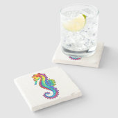 Rainbow Polygonal Seepferd Steinuntersetzer (Seitenansicht)