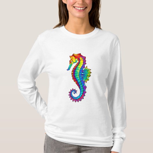 Rainbow Polygonal Seepferd T-Shirt (Vorderseite)