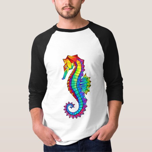 Rainbow Polygonal Seepferd T-Shirt (Vorderseite)