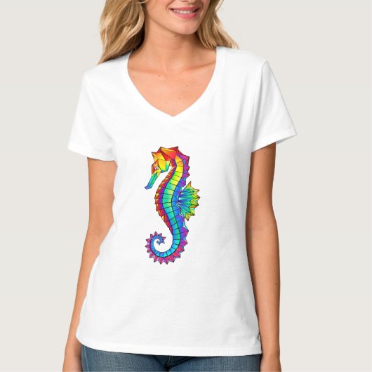 Rainbow Polygonal Seepferd T-Shirt (Vorderseite)