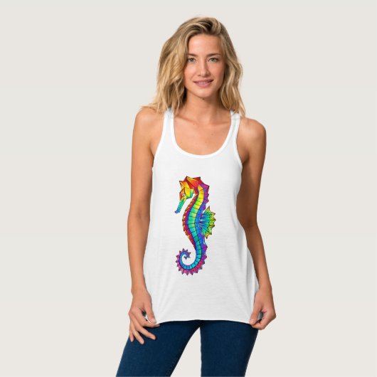 Rainbow Polygonal Seepferd Tank Top (Vorderseite Vollansicht)
