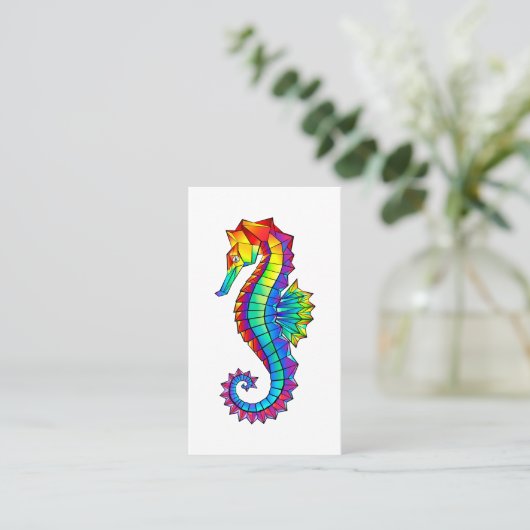 Rainbow Polygonal Seepferd Visitenkarte (Stehend Vorderseite)