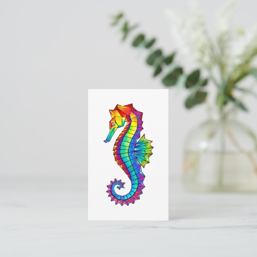 Rainbow Polygonal Seepferd Visitenkarte (Stehend Vorderseite)