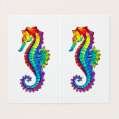 Rainbow Polygonal Seepferd Visitenkarten (Außenseite Aufgefaltet)