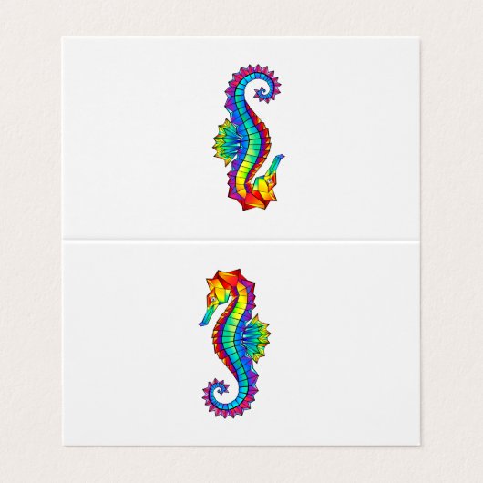 Rainbow Polygonal Seepferd Visitenkarten (Außenseite Aufgefaltet)