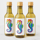 Rainbow Polygonal Seepferd Weinetikett (Flaschen)