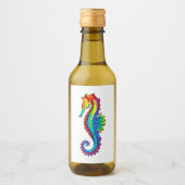 Rainbow Polygonal Seepferd Weinetikett (Vorderseite)