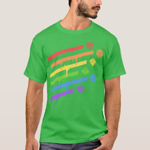 Rainbow Polyhedral Dice Set Tabletop RPG Addicdict T-Shirt