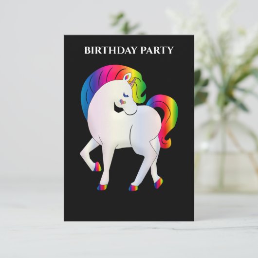 "RAINBOW PONY" PERSONALISIERTE GEBURTSTAGERINVITAT (Stehend Vorderseite)
