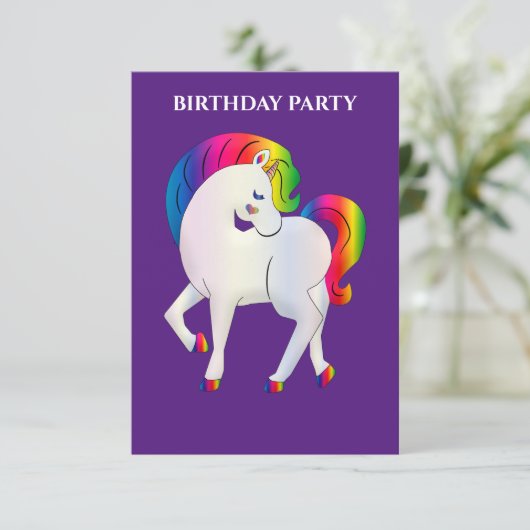 "RAINBOW PONY" PERSONALISIERTE GEBURTSTAGERINVITAT (Stehend Vorderseite)
