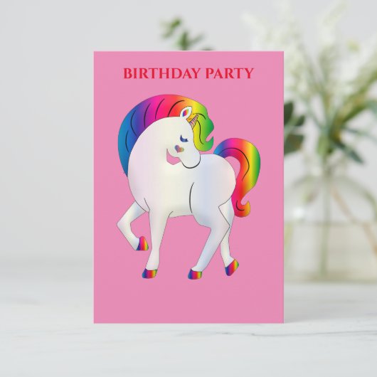 "RAINBOW PONY" PERSONALISIERTE GEBURTSTAGERINVITAT (Stehend Vorderseite)