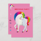 "RAINBOW PONY" PERSONALISIERTE GEBURTSTAGERINVITAT (Vorne/Hinten)