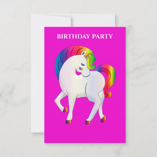 "RAINBOW PONY" PERSONALISIERTE GEBURTSTAGERINVITAT (Vorderseite)