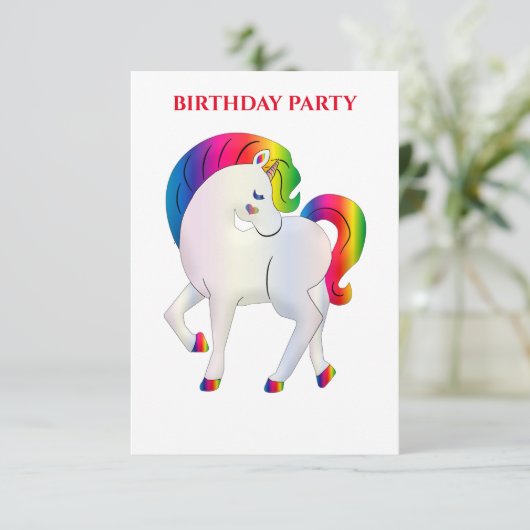 "RAINBOW PONY" PERSONALISIERTE GEBURTSTAGERINVITAT (Stehend Vorderseite)
