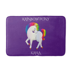 Rainbow Pony personalisierter Name Bath Mat Badematte