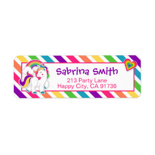 Rainbow Pony Unicorn Geburtstag Rücksendeadresse E
