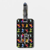 Rainbow Ponys auf Black Gepäckanhänger (Rückseite vertikal)