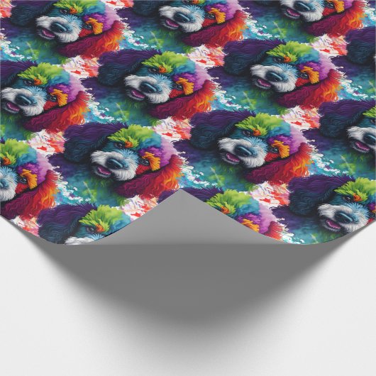 Rainbow Poodle Watercolor Geschenkpapier (Ecke)