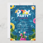 Rainbow Pool Party Birthday Invitation Einladung (Vorderseite)