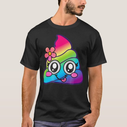 Rainbow Poop Emoji Cute Unicorn Poo Flower Silly T-Shirt (Vorderseite)
