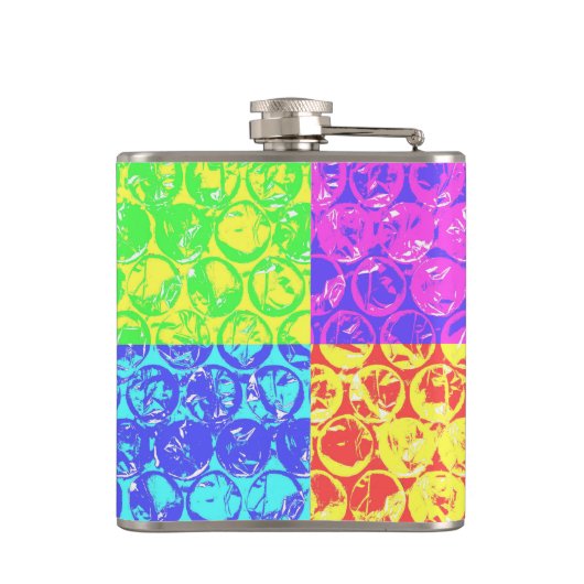 Rainbow Pop Art Bubble Packung Flachmann (Rückseite)