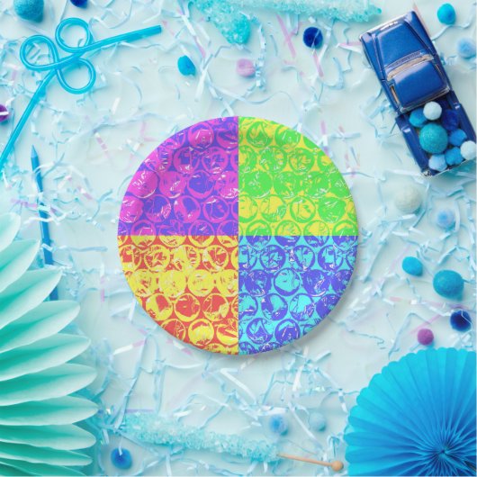 Rainbow Pop Art Bubble Packung Pappteller (Party)