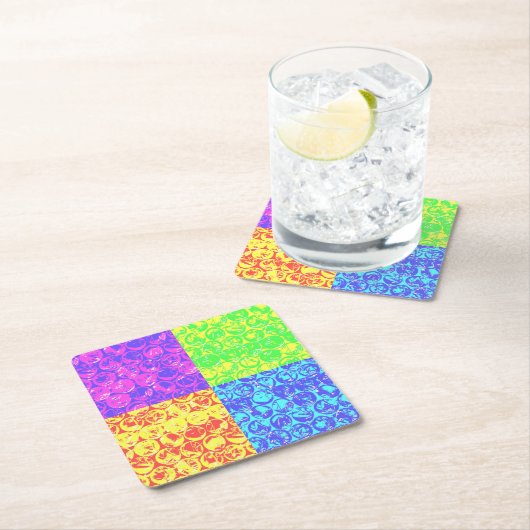 Rainbow Pop Art Bubble Packung Rechteckiger Pappuntersetzer (Vor Ort)