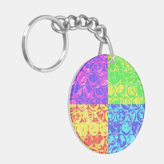 Rainbow Pop Art Bubble Packung Schlüsselanhänger (Vorderseite links)