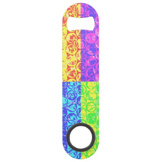 Rainbow Pop Art Bubble Packung Speedflaschenöffner (Rückseite)