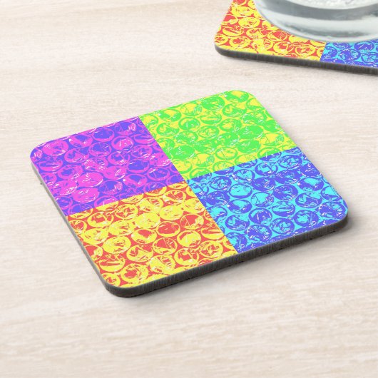 Rainbow Pop Art Bubble Packung Untersetzer (Linke Seite)