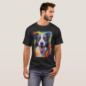 Rainbow Pop Art Dog Border Collie T-Shirt (Vorne ganz)