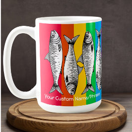 Rainbow Pop Art Sardine Line-up Individuelle Name  Kaffeetasse