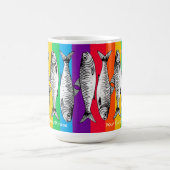 Rainbow Pop Art Sardine Line-up Individuelle Name Kaffeetasse (Mittel)