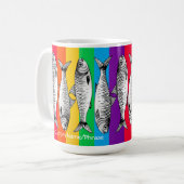 Rainbow Pop Art Sardine Line-up Individuelle Name  Kaffeetasse (Vorderseite Links)